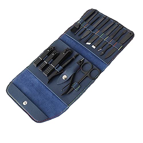 Fingernagelknipser-Set Professionelles schwarzes Nagelknipser-Set, 16-teilig, Edelstahl, Maniküre- und Pediküre-Trimmer, Schere, Beauty-Nägelschneider, Fingernagel-Werkzeuge Nagelpflegesets (Color :