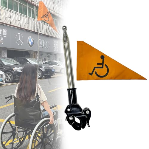 Flagge für ältere Rollstühle für Roller und Rollator, Sicherheitszubehör, 1,2 m lang, zusammenklappbar