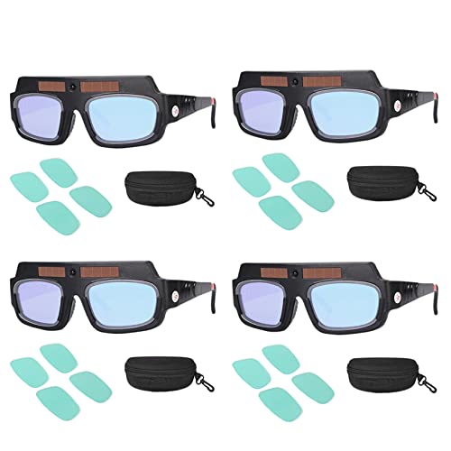 Kiudduy 4X Solar Betriebene Auto Verdunkelung Schweiß Maske Helm Brille Schweißer Brille Arc Anti-Shock Linse