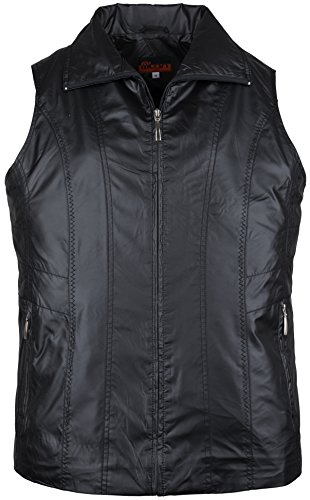 SOUNON Modische Damen Micro Satin Westen Schwarz, Groesse: L