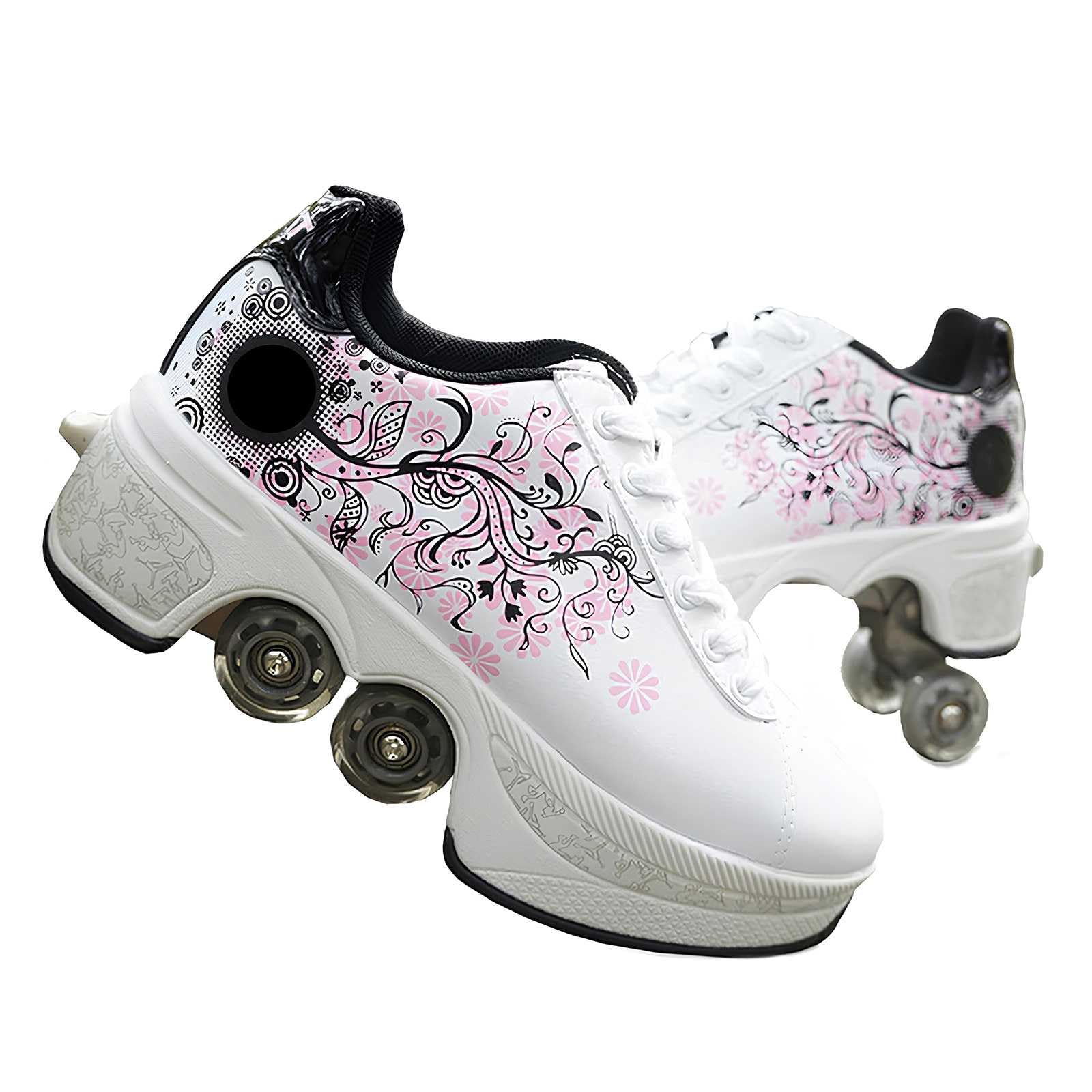 Rollschuh Roller Skates, Sneakers mit Rollen, 4 Rad Verstecktes Rollschuhe, 2 in 1 Mehrzweckschuhe Schuhe für Männer Frauen und Kinde