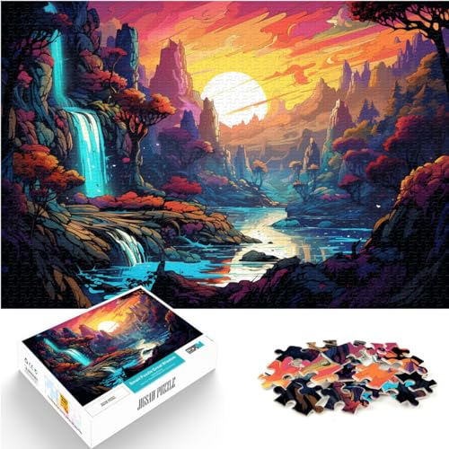 Puzzle, Lernspiele, farbenfrohe psychedelische Landschaft, 1000-teiliges Puzzle, Holzpuzzle, Familienspiele, Weihnachts- und Geburtstagsgeschenke, 1000 Teile (50 x 75 cm)