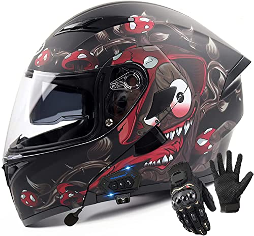 Klapphelme Modularer Helm Mit Bluetooth-Headset Und Dual Visier Motorradhelm,DOT ECE Genehmigt Integralhelm Helm Motorradhelm Atmungsaktiv Und Warm Für Erwachsene Männer Women