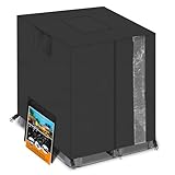 IBC Tank Abdeckung, 600D Wassertank Zubehör für Wassertank 1000l, IBC Tank Container Cover, Anti-UV Schutzplane Regenwassertank Abdeckplane mit Reißverschluss,120 x100 x116 cm (Schwarz)