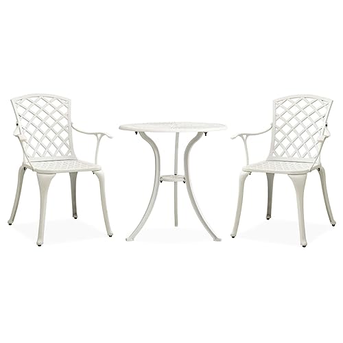 Lauuoeriau Home Items, 3-teiliges Bistro-Set, Aluminiumguss, weiß, Anzugmöbel