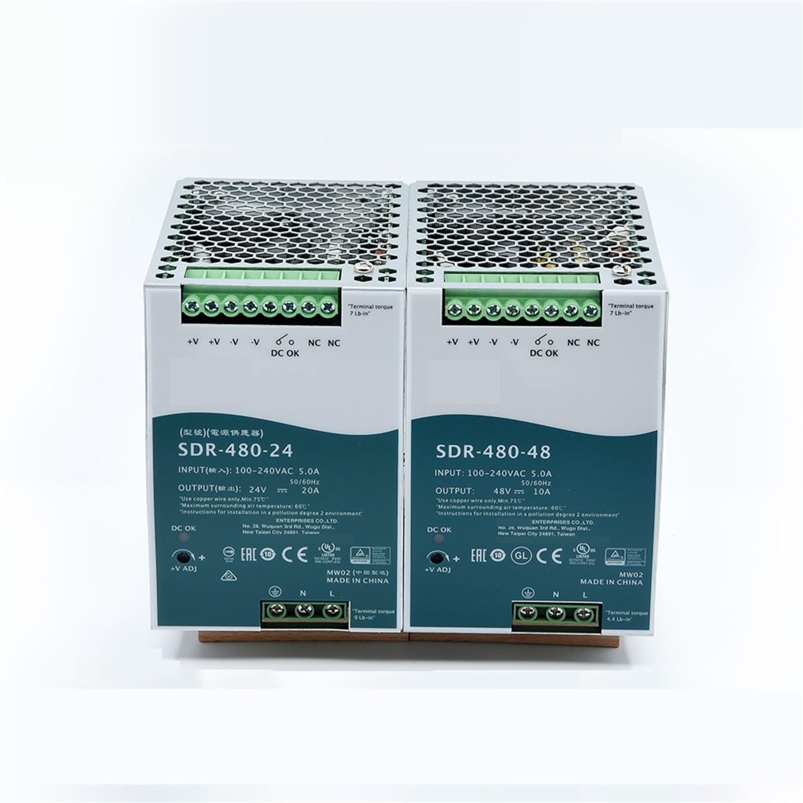 SDR-480/SDR-480P 24V 48V 480W Einzelausgang Industrielles DIN-Schienen-Schaltnetzteil mit PFC und Parallelfunktion 1 Stück (Größe: 48 V, Farbe: SDR-480P parallel)