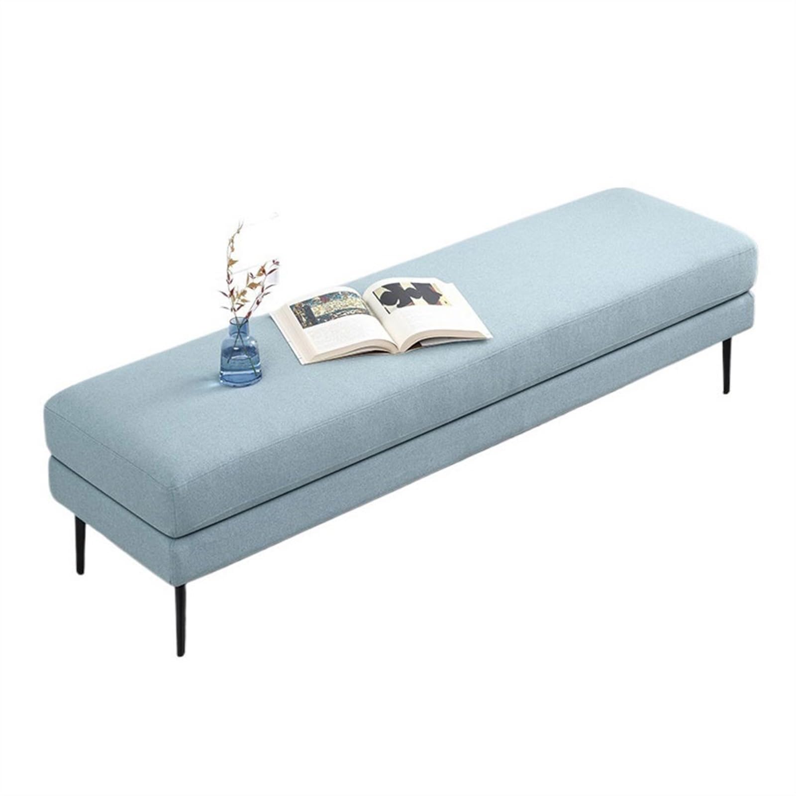 guiling-1986 Sitzbank für Schlafzimmer Nachttischhocker, Stoff-Wickelhocker, Wohnzimmer, dekorativer Sofahocker, modernes, einfaches Schlafzimmer, helle Luxusbank Bettbank(Blue,150 * 50 * 43cm)