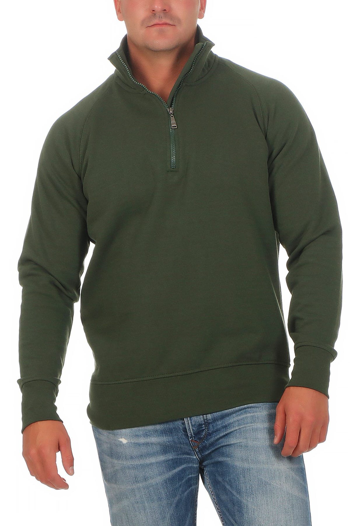 Happy Clothing Herren Pullover halber Reißverschluss ohne Kapuze, Größe:M, Farbe:Grün