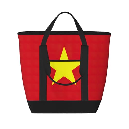 YQxwJL Einkaufstasche mit vietnamesischer Flagge, großes Fassungsvermögen, isolierte Lunchtasche, wiederverwendbare Einkaufstasche mit Reißverschluss für Damen und Herren