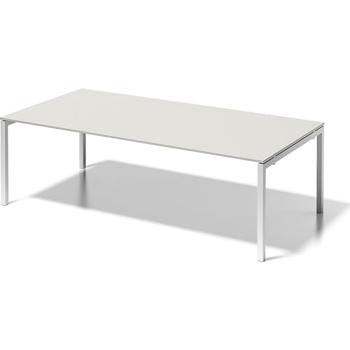 BISLEY Cito Chefarbeitsplatz/Konferenztisch, 740 mm höhenfixes U, H 19 x B 2400 x T 1200 mm, Dekor grauweiß, Gestell verkehrsweiß, Metall, Gw396, 120 x 240 x 85 cm