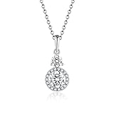 CLLBANT Moissanit rund 6,5 mm Anhänger 1 CT D Farbe Diamant Edelstein Halsketten für Frauen 925 Sterling Silber Schmuck (rhodiniert)