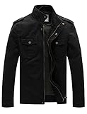 WenVen Herren Übergangsjacke Militär Windbreaker Schwarz S