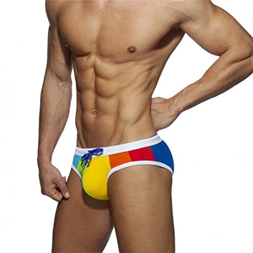 ALANZE Rainbow Triangle Herren Badeanzug Bademode Niedrige Taille Badehose Strandshorts Surfbrett Gay Bikini Pool Badebekleidung,Regenbogen-Dreieck,XL