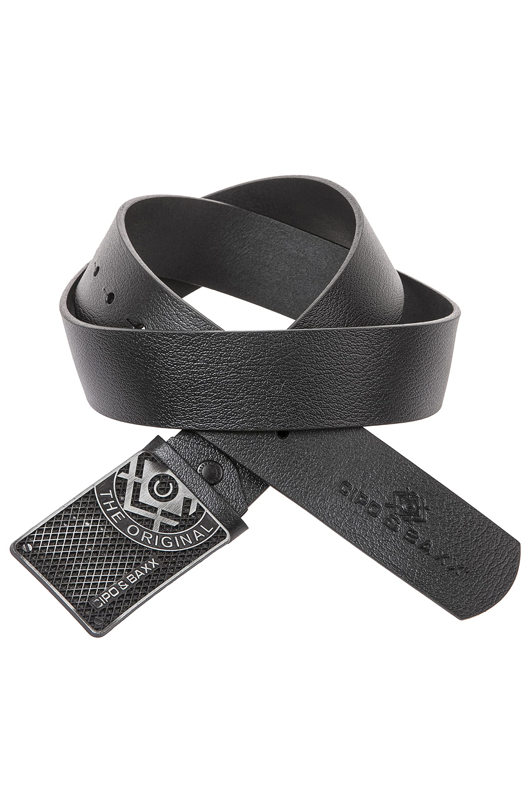 Cipo & Baxx Herren Gürtel Logo-Schließe Leder Belt CG192 Schwarz Gr.100