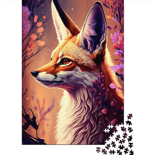 Tierfuchs-Holzpuzzle für Erwachsene, 1000-teiliges Puzzle für Erwachsene Teenager mit passendem Poster und Infoblatt, 75 x 40 cm