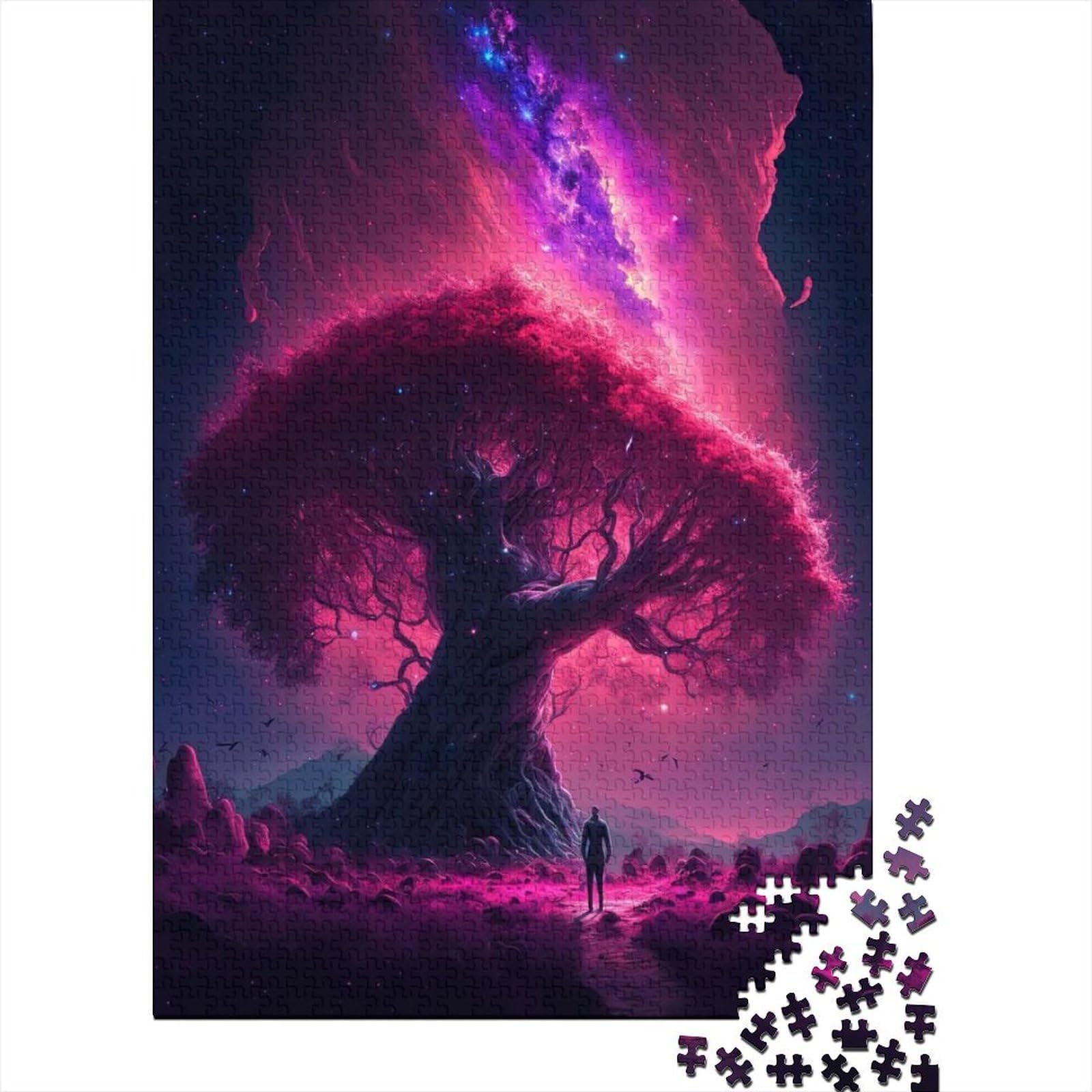 Aurora Tree Holzpuzzle für Erwachsene und Teenager. 1000-teiliges Puzzle für Erwachsene Teenager ganze Familie und die (Größe 29,53 x 19,69 Zoll)