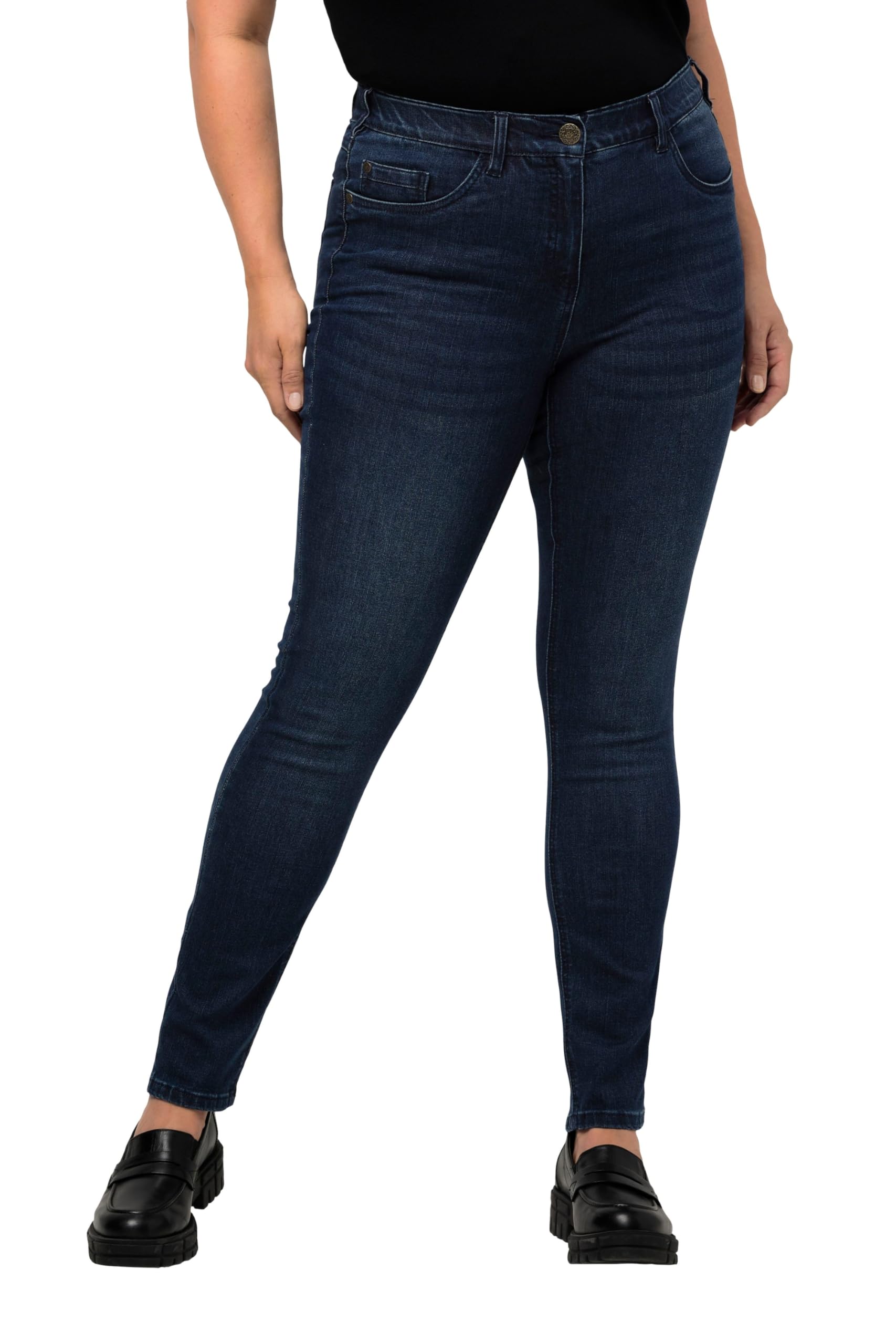 Ulla Popken Damen Skinnyjeans Sarah, Schmale 5-pocket-form, High Waist Hose, Blue Denim, 45W / 30L EU