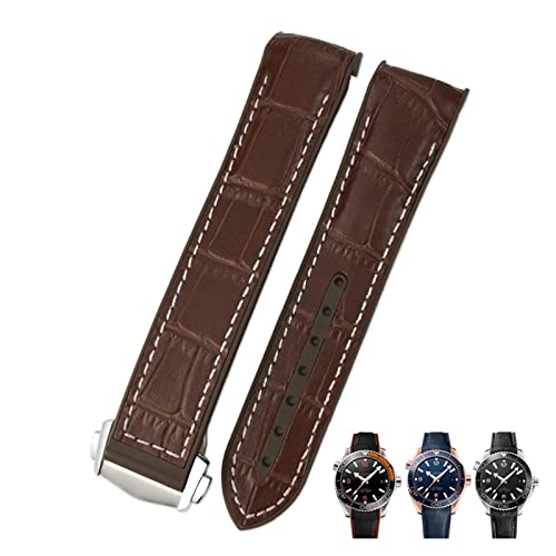 NEYENS Uhrenarmband aus Rindsleder, 20 mm, für Omega Seamaster 300 Speedmaster DE VILLE Uhrenarmband für Herren, Punktschnalle für Damen und Herren, 22 mm, Achat