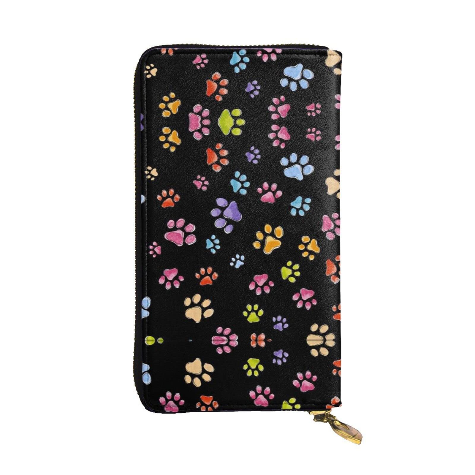 DMORJ Pawful lange Clutch aus Leder mit Pfotenabdruck: 19 x 10 cm, bequem, leicht, wasserdicht, langlebig, schönes Geschenk, Schwarz, Einheitsgröße, Schwarz , Einheitsgröße