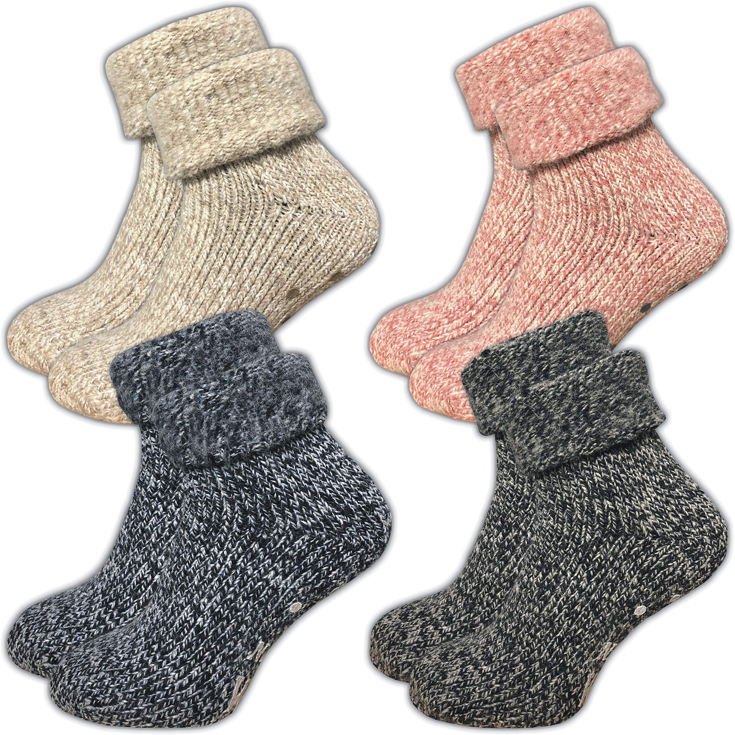 GAWILO Stoppersocken für Damen (1 Paar) | Rutschfeste Hausschuhsocken | Weiche, kuschlige & warme Socken mit Noppen (DE/NL/SE/PL, Numerisch, 39, 42, Regular, Regular, farbig (4 Paar))