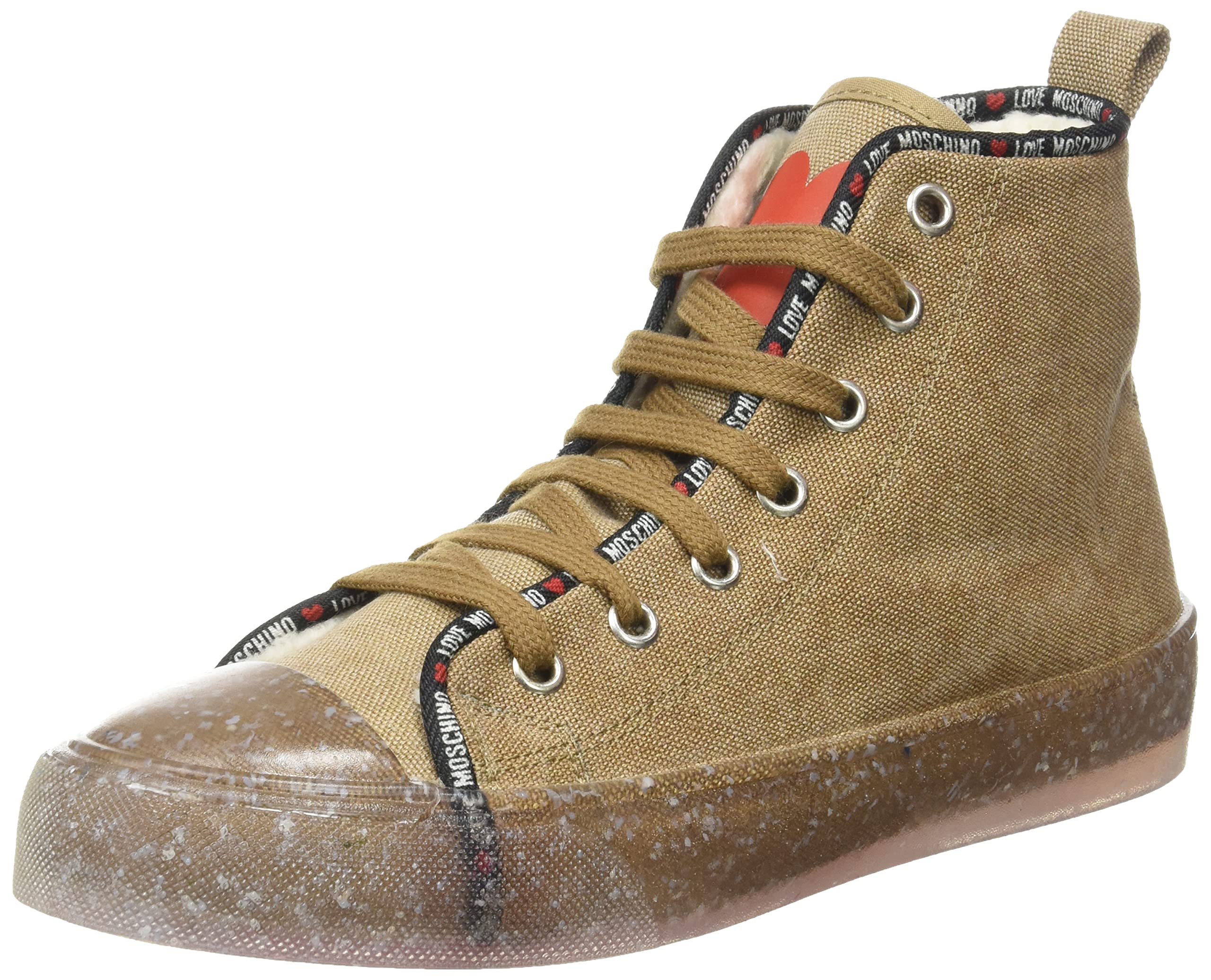 Love Moschino Damen Collezione Autunno Inverno 2021 Sneaker, Beige, 36 EU