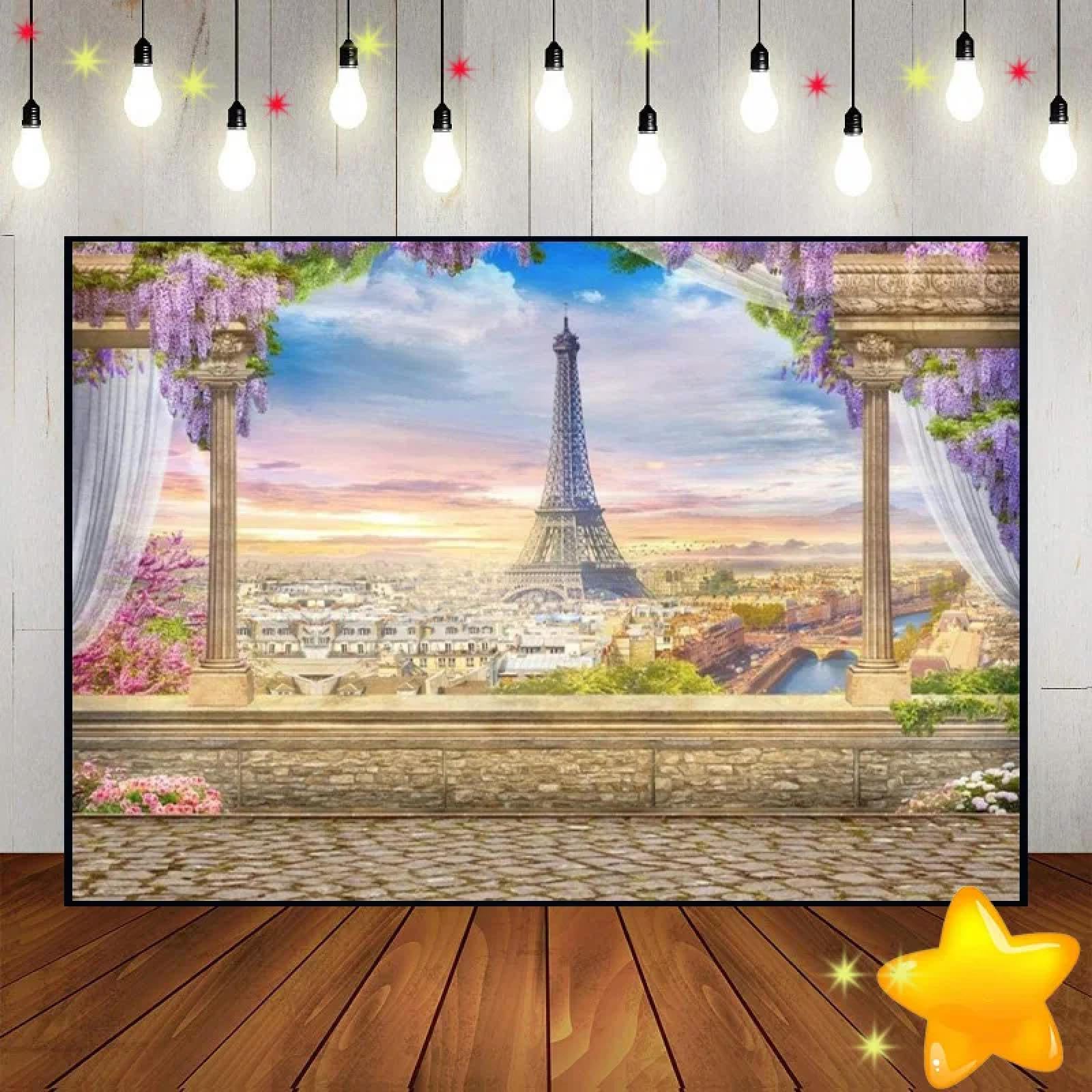 Eiffelturm Paris Wahrzeichen Globale Reise Wahrzeichen Auf der Erde Hintergrund Foto Vinyl Fotografie Hintergründe Party Baby Party 240X180cm