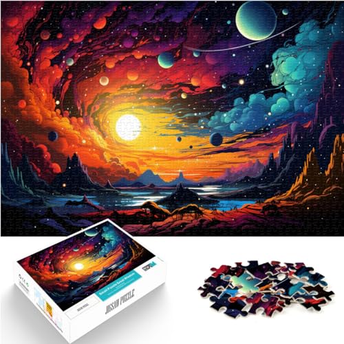 Puzzles als Geschenke, farbenfrohe Neonlandschaftspuzzles für Erwachsene, 1000 Teile, Holzpuzzle zum Stressabbau, schwierige Herausforderung, 1000 Teile (50 x 75 cm)