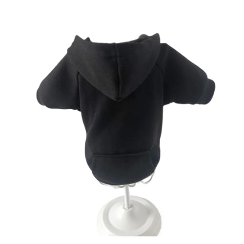 Solide Katzen- und Hunde-Kapuzenpullover für kleine Hunde, Haustierkleidung, Mantel, Jacken, Sweatshirt, passend für Chihuahua, Hunde, Baumwolle, Haustier-Outfits (Schwarz, XL 4,5–5,5 kg)