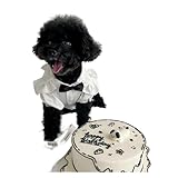 Hundekleidung, luxuriöses Sommerkleid, kariert, gestreift, Strapsrock, Hut, Weste, Set, Welpenkleid, Chihuahua, Bichon, Yorkie, Hundekostüm (T-Shirt ohne Fliege, XL)