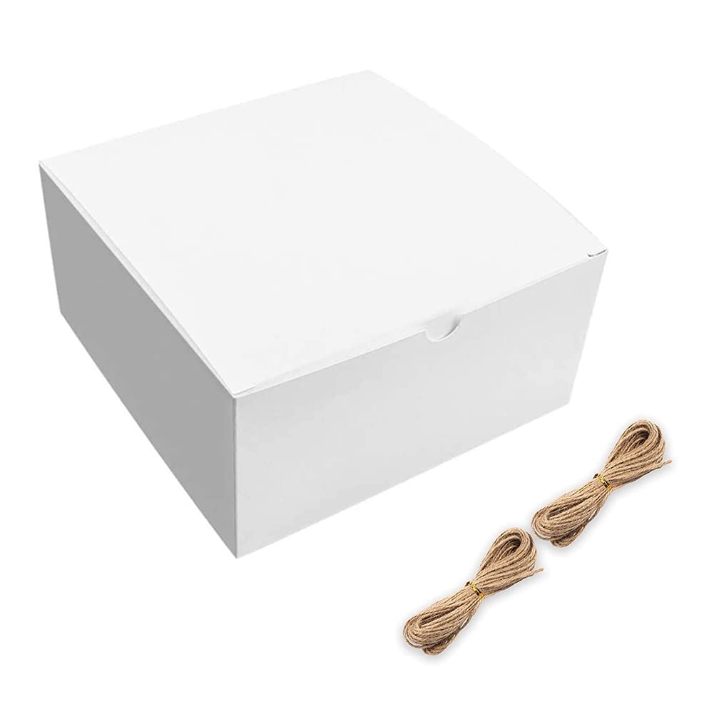 BRIUERG WeißE Geschenkboxen, 12 StüCk, 20,3 X 20,3 X 10,2 Cm, Papier-Geschenkbox mit Deckel für Hochzeitsgeschenk, Brautjungfern-Antragsgeschenk, A