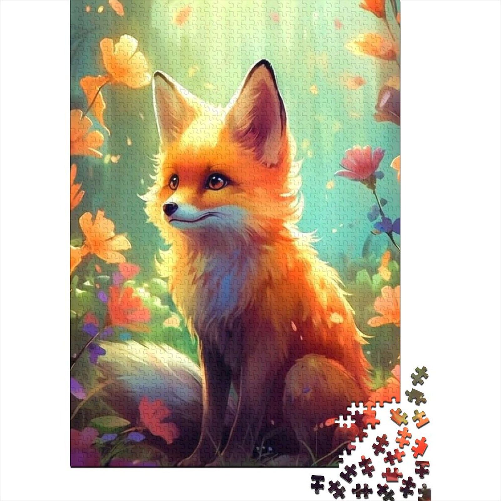 Tierfuchs-Holzpuzzle für Erwachsene, Puzzle-Kunst, Puzzle für Erwachsene, 1000 Teile, für anspruchsvolles Puzzlespiel und Familienspiel (Größe: 75 x 50 cm)