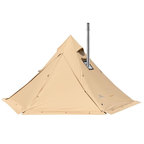 KingCamp Torino 2 Tipi Zelt für 1-2 Personen, Spitzdachzelt mit Schornstein, Indianerzelt für Camping, UV-Schutz Firstzelt, Pyramidenzelt, Campingzelt, Familienzelt