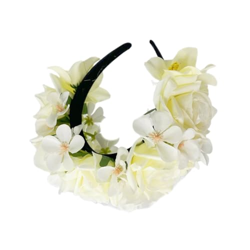 Model Show Stirnband Mit Blumen Rosendekoren Ethnisches Stirnband Für Die Braut Frühlings Stirnband Für Hochzeitsfeier Buntes Blumen Haarband Für Hochzeitsmädchen Blumen Haarband Für Mädchen Die