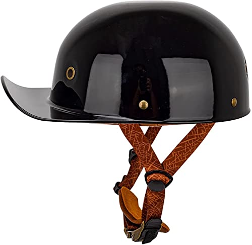 Motorrad Brain-Cap · Retro Motorrad Halbhelme Herren Halbschale Jet-Helm Scooter-Helm Mofa-Helm Vintage Offenem Helm Für Chopper Biker Moped DOT ECE Zertifizierter (Color : C, Größe : XL=61-62cm)