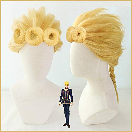 LINLINCD-Anime Coser Wig JoJo' s Bizarre Adventure: Golden Wind Giorno Giovanna Cosplay Halloween Karneval Party Kostüme personalisierbar S Wig