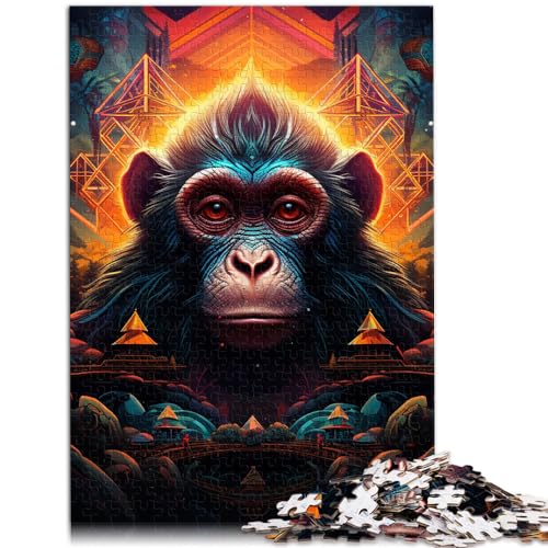 Puzzles Lernspiele Bunter Affe 1000 Teile Premium Puzzle Holzpuzzle mit passendem Poster und Wissensblatt 1000 Teile (50x75cm)