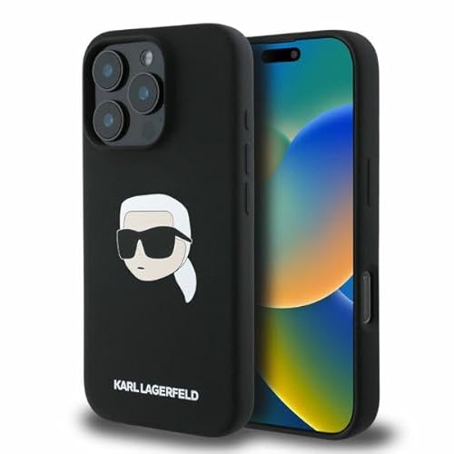 CG Mobile Karl Lagerfeld KLHMP16XSKHPPLK Hülle für iPhone 16 Pro Max 6.9" Schwarz hardcase Silicone Karl Head Print