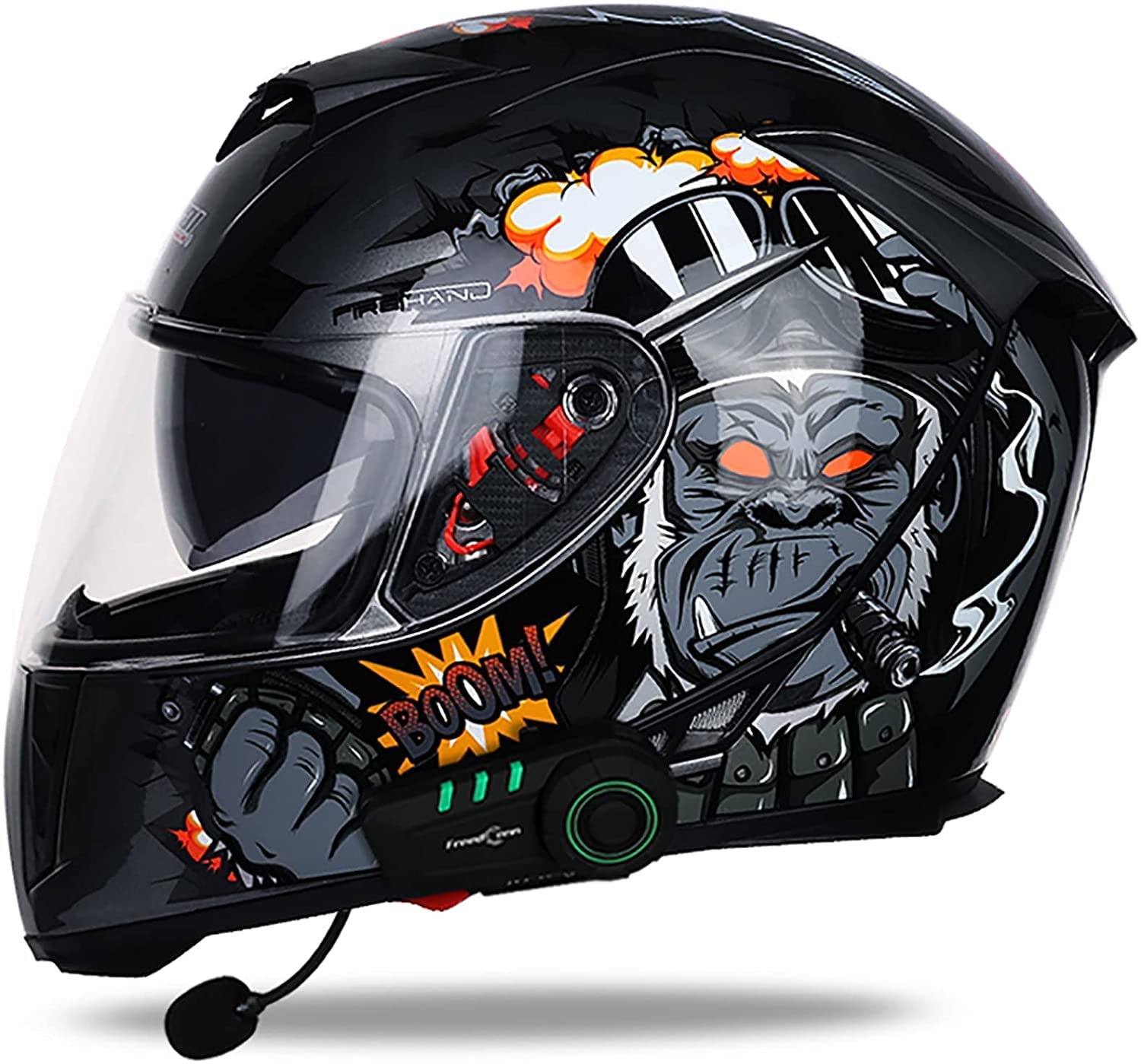 Bluetooth Motorradhelm Doppelvisier Integralhelm Damen Und Herren Mofahelme Klapphelm Mit Sonnenblende,DOT/ECE Zertifiziert Mit Eingebautem Mikrofon Für Automatische Beantwortung