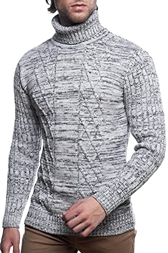 Karl's people Herren Strickpullover in verschieden Farben Rollkragenpullover 7489- Gr. L, Grey