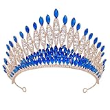 JUNNASALIKER Glitzernde Strasssteine, Brautkrone, verstellbare Größe, Kristall-Tiaras für Brautjungfern, Kopfzubehör, Party-Kopfschmuck