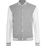 Build Your Brand Herren Sweat College Jacket Jacke, per pack Mehrfarbig (H.Grey/White 00659), XX-Large (Herstellergröße: XXL)