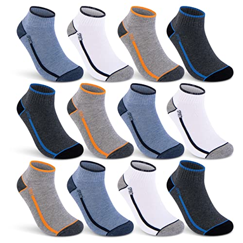 sockenkauf24 Herren Sport Sneaker Socken mit verstärkter Frotteesohle 6 oder 12 Paar - 16215 (43-46, 12 Paar | Farbmix)