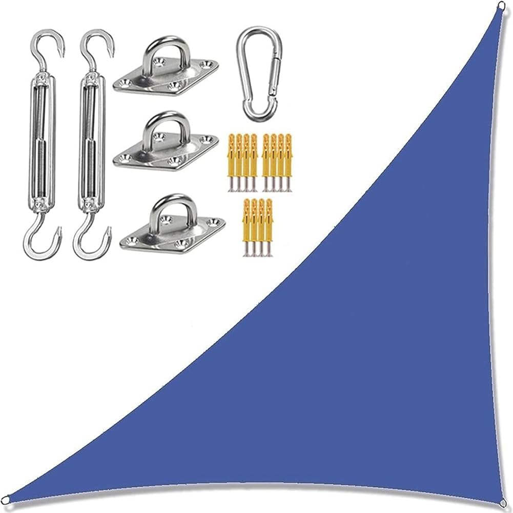 Dreieckiges Sonnensegel,Gartensegeldach mit Befestigungssatz,wasserdicht,UV-Block,rechtwinklige Gartensonnensegel,Sonnenschutzmarkisen,für Garten,Picknick oder Camping,blau,3 m x 4 m x 5 m