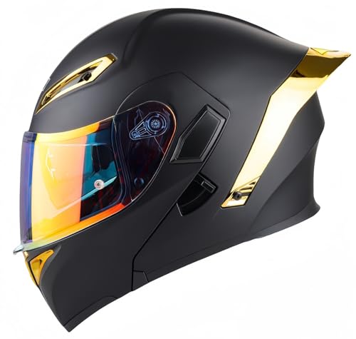 Modularer Motorradhelm, ECE-Geprüft, Hochklappbarer Motorradhelm Für Erwachsene Mit Doppelvisier Für Männer Und Frauen, Rollerhelm, Integralhelm, Doppeltes Antibeschlagvisier D,L59-60CM