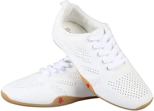 Tai Chi Schuhe Sneaker,Leichte Atmungsaktive Kampfsportschuhe Kung Fu Streifen Turnschuhe Taekwondo Boxen Karate Schuhe für Männer Frauen,Weiß,38 EU