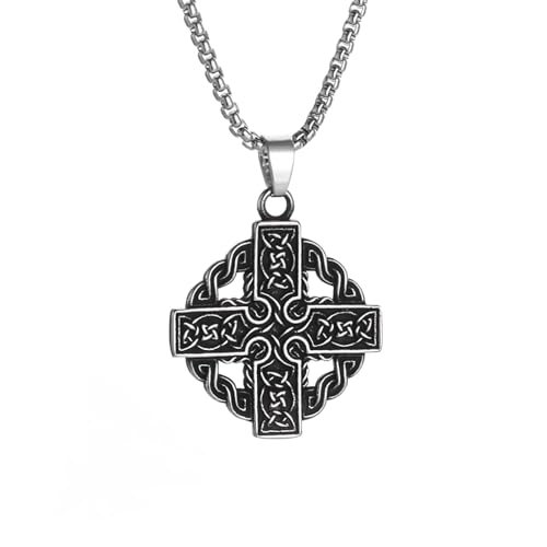 GZHENGZG Herrenhalsketten und Damenschmuck Vintage Nordic Cross keltische Knoten Anhänger Halskette für Männer und Frauen, Hexenkette, irisches Druiden-Amulett, Schmuck Geschenk Geschenk