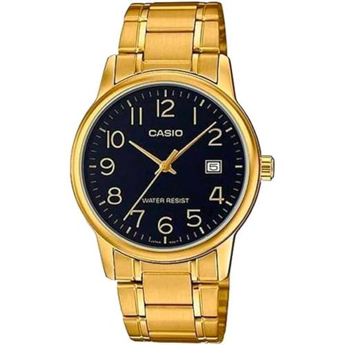 Casio #MTP-V002G-1B Men's Standard Analog Gold Tone Stainless Steel Date Watch