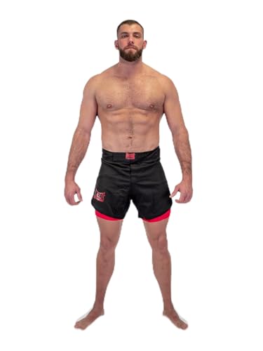 METAL BOXE Unisex – Erwachsene Short MMA Dual Noir/Rouge S, Schwarz/Rot, Small