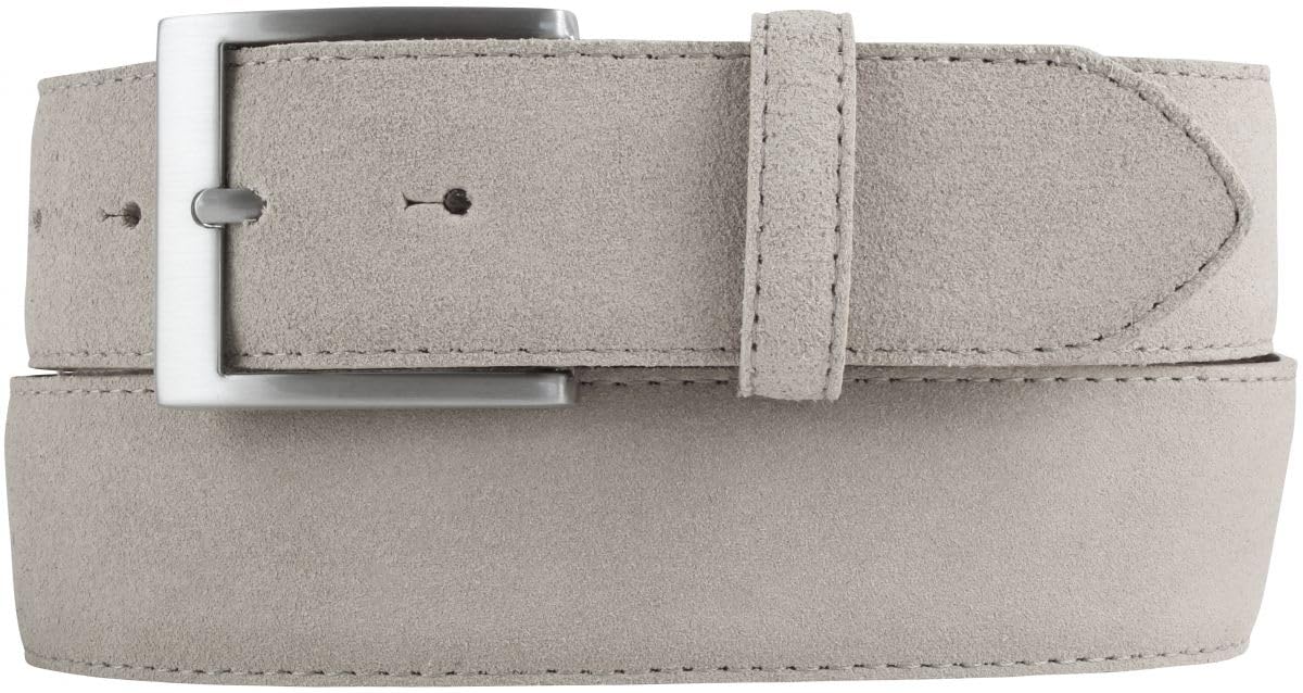 BELTINGER Gürtel aus Veloursleder 4 cm | Hochwertiger Velour-Ledergürtel für Herren 40mm | Herren-Gürtel Wildleder-Gürtel 4cm | Hellgrau 115cm