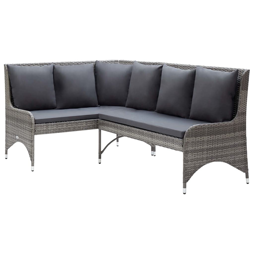 vidaXL Garten Ecksofa 2-TLG. Gartensofa Sofa Lounge Gartenmöbel Sitzgruppe Garnitur Rattansofa Gartenset Sitzgarnitur Poly Rattan Grau